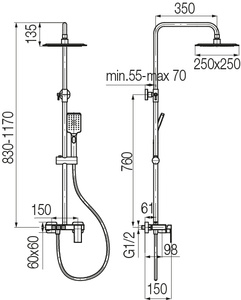 Kolumna natryskowa ARS SATIN COPPER