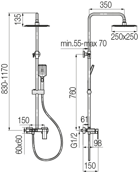 Kolumna natryskowa ARS chrom.