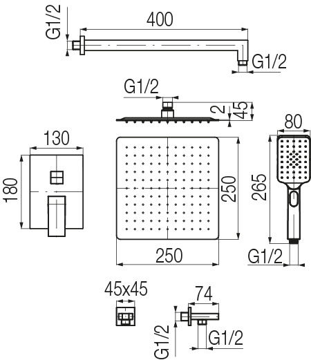 Zestaw natryskowy podtynkowy ARS SATIN COPPER