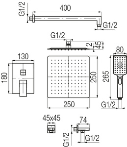 Zestaw natryskowy podtynkowy ARS chrom